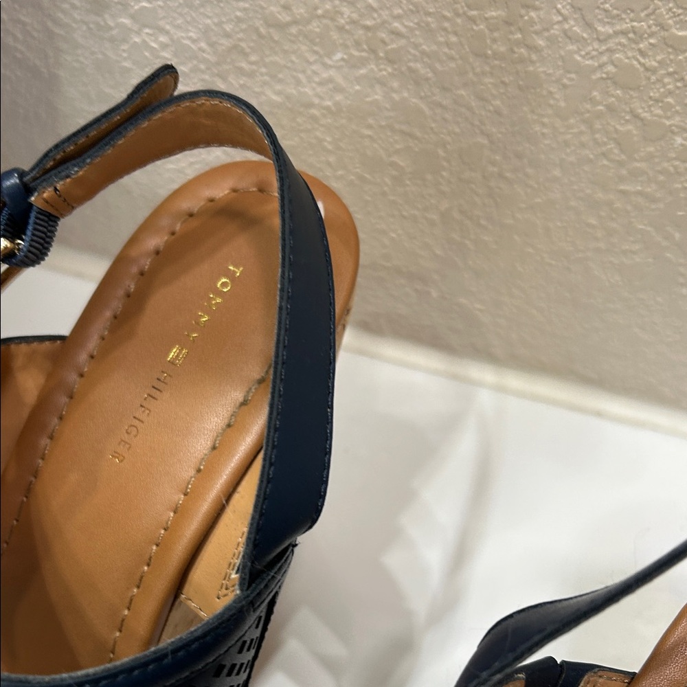 Tommy Hilfiger Navy Wedge Sandals - Picture 6 of 6